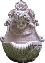 Tuinbeeld Engel met bakje (Wit/gepattineerd)- Decoratie voor binnen/buiten - Beton