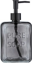 WENKO Zeepdispenser Pure Soap Glas grijs 550ml - Zeeppompje