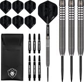KOTO Zoom Black Electro 90% Tungsten Darts, 23 Gram Steeltip Dartpijlen Van 90% Wolfraam, Professionele Stalen Punt DartSet Met 3 Pijlen en 6 Shafts, Met Dart Wallet