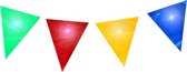 Vlaggenlijn met Led-verlichting - 5 Meter - 10 Vlaggetjes - voor Buiten - Outdoor - Feestslinger - Rood, Geel, Groen, Blauw- Slingers feest en verjaardag versiering