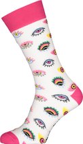 Spiri Ibiza Socks Lollipop - unisex sokken - wit met roze - Maat: 41-46