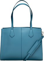 Su.B.dgn Schoudertas - Laptoptas 14 inch- Lichtgewicht- Tote Bag met Laptopvak - Leer - Made in Italy - Turkoois