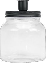 Maison d'Abri - Mason jar met kaarsenhouder - 11cm hoog - Zwart