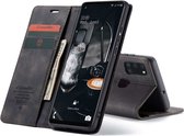 CaseMe Samsung A21S Hoesje Zwart  - Retro Wallet Slim | Opbergvakjes | Kickstand