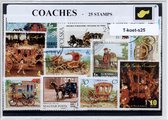 Koetsen – Luxe postzegel pakket (A6 formaat) : collectie van 25 verschillende postzegels van koetsen – kan als ansichtkaart in een A6 envelop - authentiek cadeau - kado - geschenk
