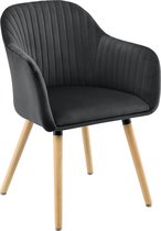 Fauteuil - Stof, hout & metaal - Donker grijs, zwart & hout kleurig - Afmeting (HxBxD) 83 x 57,5 x 57 cm