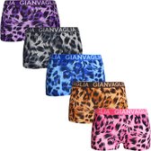 Boxershorts - Dames - Gianvaglia - Tijgerprint gekleurd - 5 pack - XL