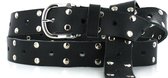 Leren Riem met studs | 3cm breed | Riemmaat: 115cm (totale lengte: 130cm) | 100% echt leer | Kleur: zwart | Nikkelvrije gesp