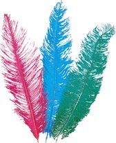 Carnival Toys Struisvogelveren 45-50 Cm Roze/blauw/groen
