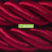 LEDatHOME – 3XL elektrisch snoer, elektrische kabel 3x0,75. Glanzende donkere bordeaux stoffen bekleding. Diameter 30mm – 5 meter - Van buiten SCHITTEREND, van binnen SUBLIEM!