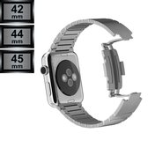 Smartwatch Bandje geschikt voor Apple Watch Series 1/2/3/4/5/6/SE/7 - 42/44/45mm - Schakelarmband - Zilver