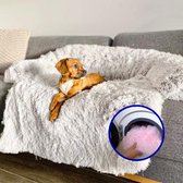 Luxe hondenmand voor op de bank, bed en grond | Pelsbarn fluffy hondenkussen van vegan materiaal & wasmachine-vriendelijk | in lichtgrijs - Grootte honden/kattenras: Middelgrote hondenrassen (15-30 kg)