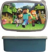 lunch box - lunch box - minecraft - bleu - fournitures scolaires