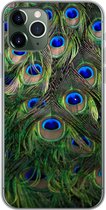 Geschikt voor iPhone 11 Pro hoesje - Close-up van veren van een pauw - Siliconen Telefoonhoesje