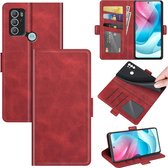 Motorola Moto G60s Hoesje - MobyDefend Luxe Wallet Book Case (Sluiting Zijkant) - Rood - GSM Hoesje - Telefoonhoesje Geschikt Voor: Motorola Moto G60s