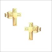 Aramat jewels ® - Oorstekers zweerknopjes kruisje chirurgisch staal goudkleurig 10x7mm