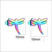 Aramat jewels ® - Regenboog zweerknopjes libel oorbellen chirurgisch staal 10mm