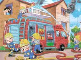 Houten legpuzzel - 60 stukjes - educatief speelgoed - brandweerwagen
