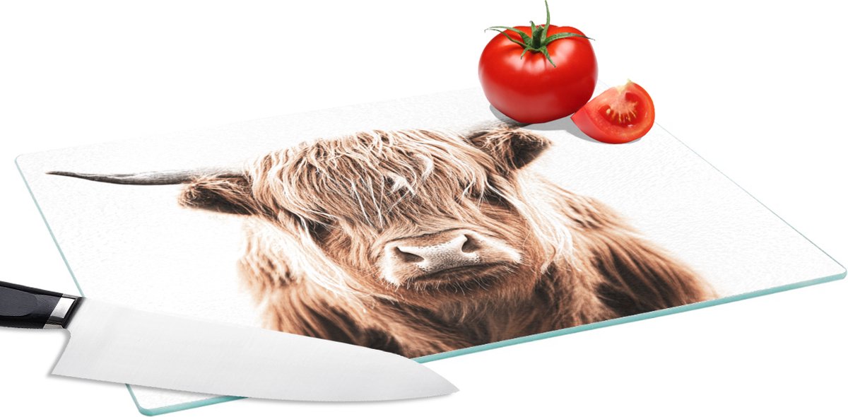 Glazen Snijplank - 39x28 - Schotse hooglander - Dieren - Stier - Snijplanken Glas