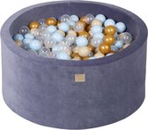 Ballenbak VELVET Grafiet - 90x40 incl. 300 ballen - Goud, Baby Blauw, Beige, Wit