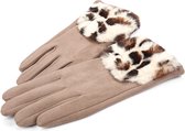 Handschoenen - one size -  te dragen van S, M, L - bont - KHAKI
