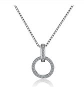 Ketting dames | zilveren ketting dames | 925 zilver | ketting met hanger rond | Zirkonia stenen | cadeau voor vrouw