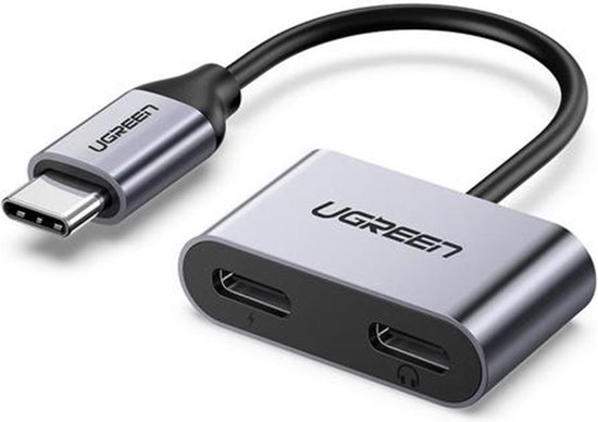 UGREEN USB-C naar Dual USB-C Headset Splitter Adapter Grijs