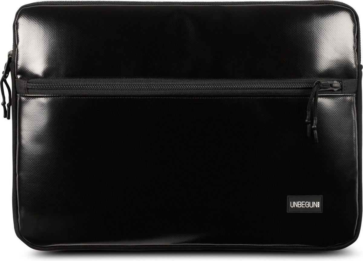 MacBook Pro 14 inch case met vak (van gerecycled materiaal) - Zwarte laptop sleeve/hoes voor de MacBook Pro 14 inch M3/M2 (2023)