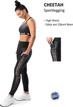 Feelj Sportlegging Cheetah - High Waist  Met Zakje Zijkant Been - L