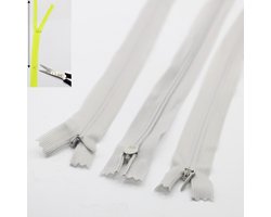 3 Verstelbare Gekleurde ONZICHTBARE/BLINDE RITSEN tot een Maximale Lengte van 60CM, Kleur LICHTGRIJS G309
