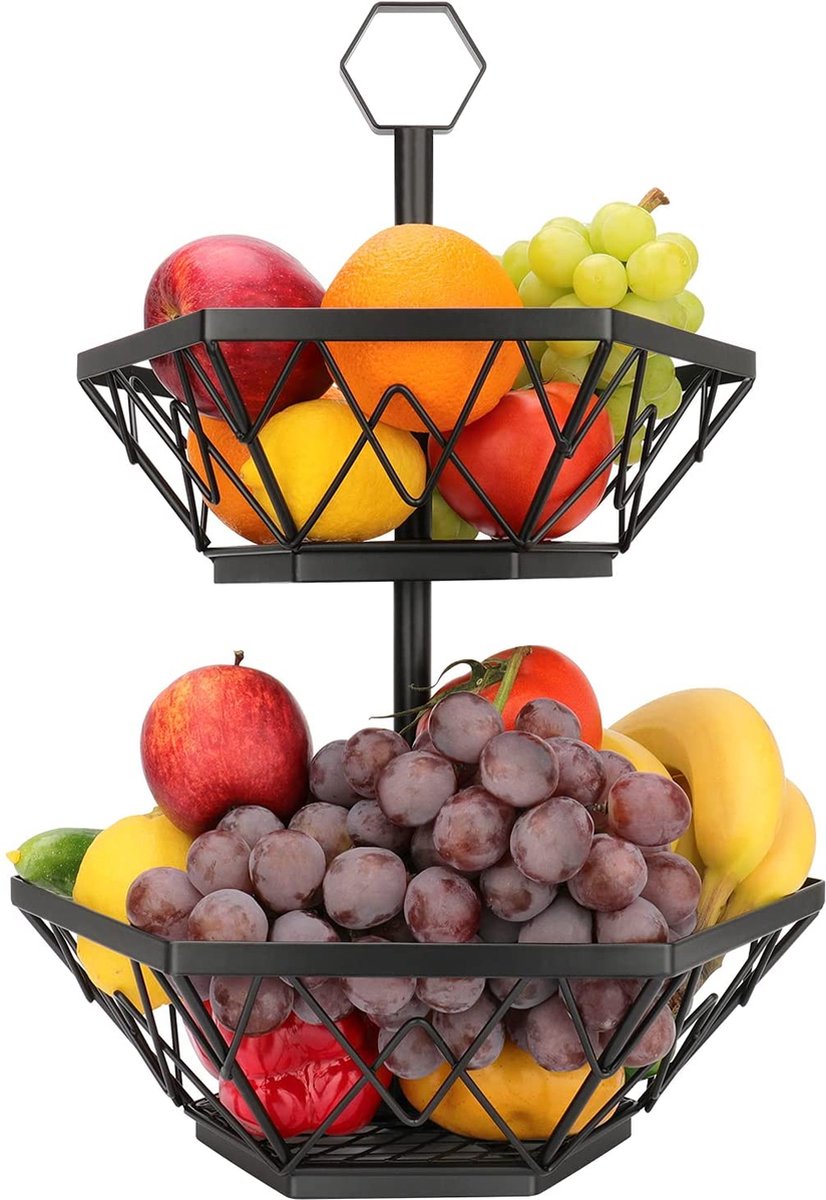 Fruit etagere - fruitschaal - zwart - metaal