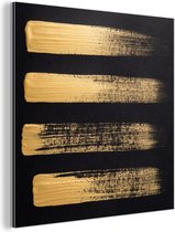 Wanddecoratie Metaal - Aluminium Schilderij Industrieel - Patroon van gouden verf op een zwarte achtergrond - 50x50 cm - Dibond - Foto op aluminium - Industriële muurdecoratie - Voor de woonkamer/slaapkamer