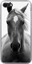 Geschikt voor iPhone SE 2020 hoesje - Paard - Dier - Zwart - Wit - Siliconen Telefoonhoesje