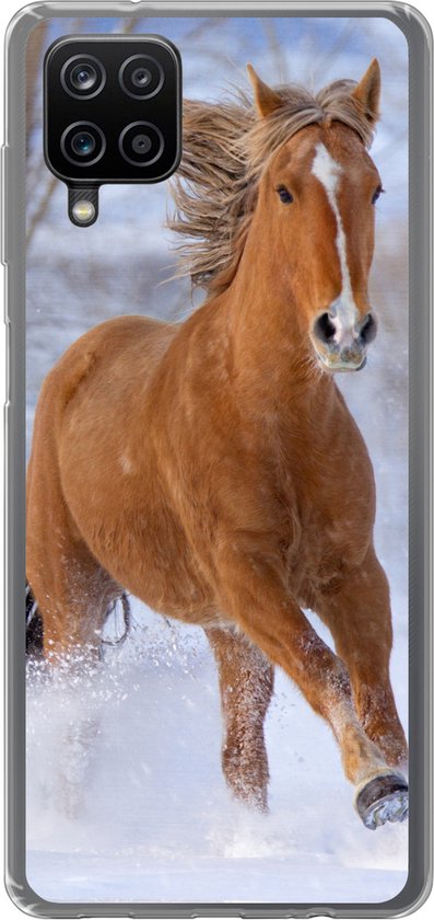 Coque Samsung Galaxy A12 - Cheval - Neige - Marron - Siliconen