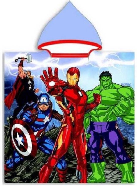 AVENGERS Poncho Telo Spiaggia In Cotone Per Bambini - 120x60cm - Unisex - Multicolore