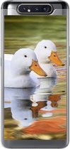 Geschikt voor Samsung Galaxy A80 hoesje - Eenden - Water - Reflectie - Familie - Siliconen Telefoonhoesje