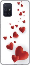 Geschikt voor Samsung Galaxy A51 5G hoesje - Een illustratie van een pad van hartjes - Siliconen Telefoonhoesje