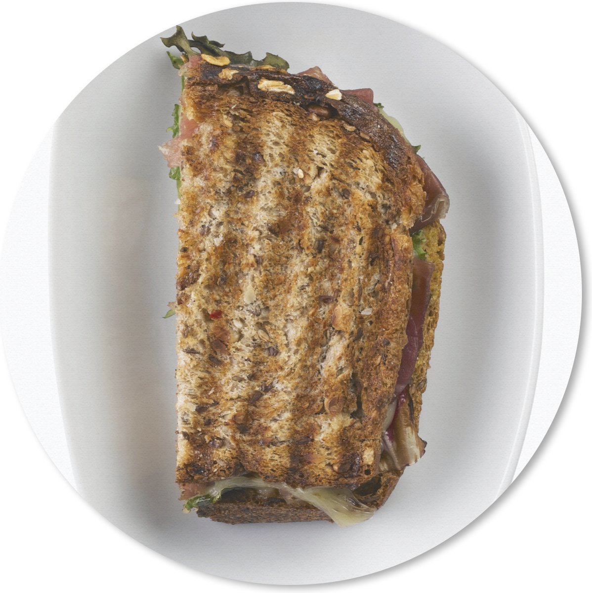 Muismat rond 50x50 cm - Mousepad Bord met aangebrande tosti - Ronde muismatten