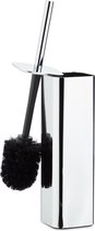 Relaxdays toiletborstelhouder - wandmontage - wc-borstel houder - 38,5 x 8 x 8 cm - zilver