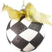 Colmore - Kerstbal - Zwart & wit - Gouden lint - 10x10x10cm