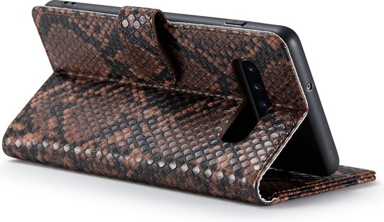 Étui Casemania pour Samsung Galaxy S10 Plus Marron - Étui portefeuille de Luxe en forme de Tuyaux - Porte-cartes et onglet magnétique