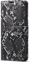iPhone 11 Casemania Hoesje Zwart - Luxe Slangen Portemonnee Book Case - Kaarthouder & Magneetlipje
