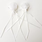 5X White Rose antenne decoratie -wit - roos - bruidsauto - decoratie - bloem - satijn - kerst