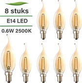 E14 LED lamp - 8-pack - Kaarslamp - 0.6W - 2500K warm wit