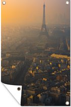 Muurdecoratie Parijs - Eiffeltoren - Mist - 120x180 cm - Tuinposter - Tuindoek - Buitenposter