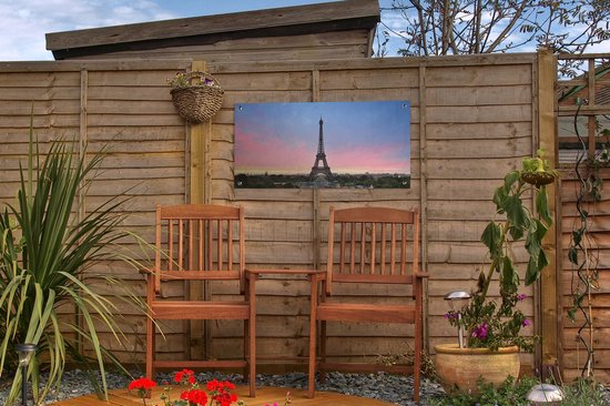 Affiche jardin Paris - Tour Eiffel - Soleil - 60x30 cm - Toile jardin - Affiche extérieure