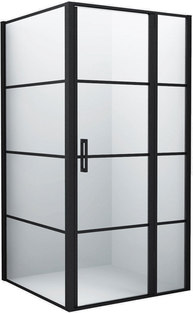 Diamond Line Finn - Douchecabine - 120x90 - Mat Zwart - Rechthoek - Draaideur - 8mm Veiligheidsglas