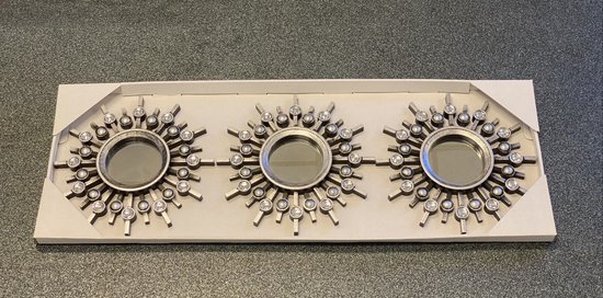 Set de 3 miroirs muraux ronds - avec pierres - couleur argent