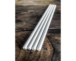 250 stuks witte papieren cocktail rietjes 6 mm x 140 mm (FSC) korte witte drinkrietjes / white cocktail paper straws / kartonnen rietjes kort - 100% composteerbaar