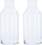 2x Glazen fles vaas/vazen 13,5 x 30 cm transparant 3300 ml - Home deco/woondecoratie vazen